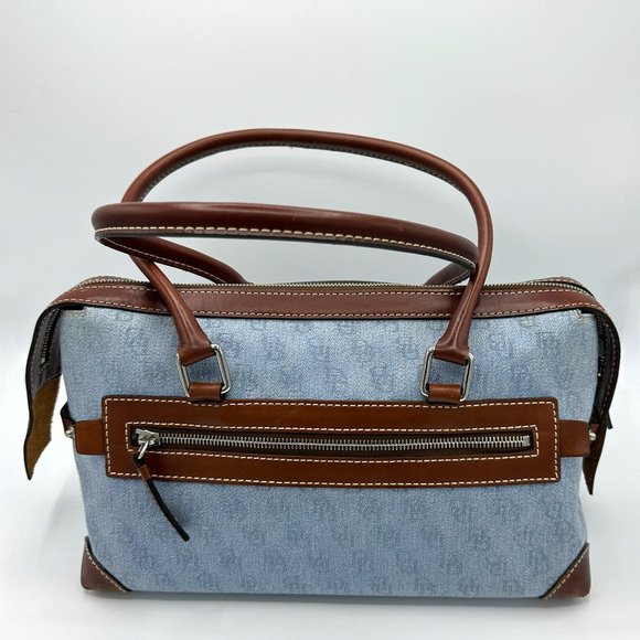 Vintage DOONEY & BOURKE Y2K Sig Double Pocket Denim Canvas Satchel - Picture 4 of 16